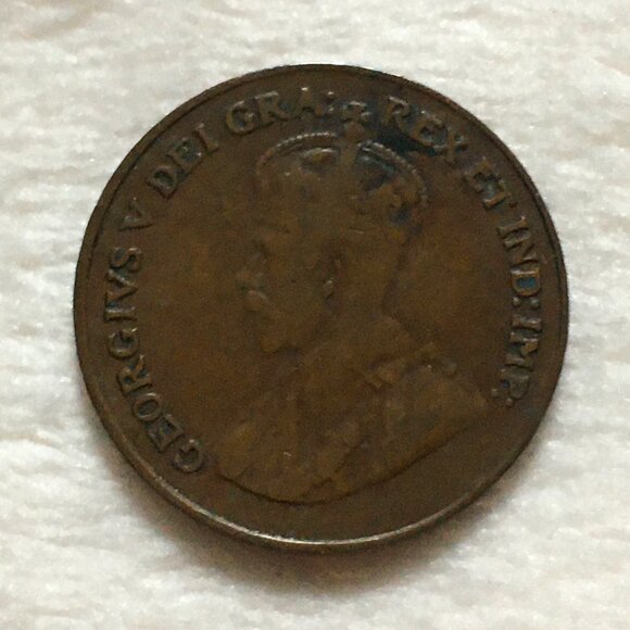 1921 RCM George V One Cent Bronze Coin - Picture 3 of 6